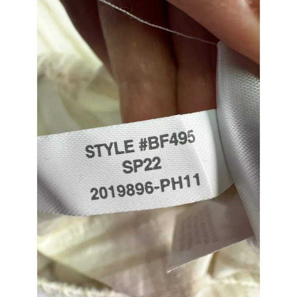 J. CREW Tan/Ivory Drawstring Linen/Cotton Elastic Waist Pants, Sz MT